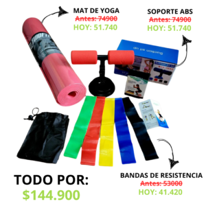 Tapete yoga + soporte abdominal + bandas